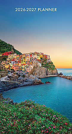 2026-2027 Willow Creek Press 2-Year Monthly Checkbook/Calendar, 3-1/2" x 6-1/2", Italy, January 2026 To December 2027, 56578