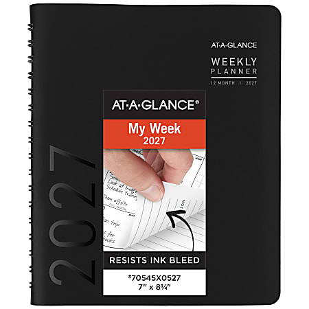 AT-A-GLANCE® Contemporary 2027 Weekly Monthly Planner, Black, Medium, 7" x 8 3/4", 70545X0527