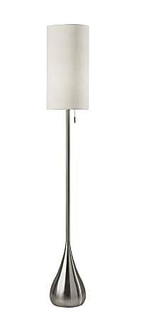 Adesso® Christina Floor Lamp, 68"H, White Shade/Brushed Steel Base