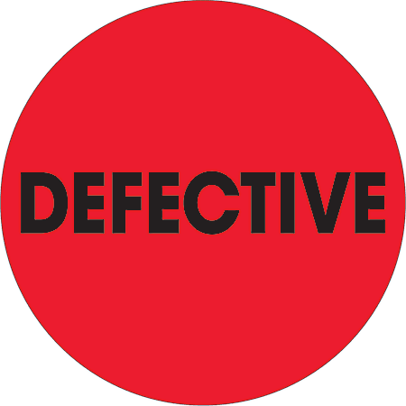 Tape Logic® Preprinted Special Handling Labels, DL1279, Defective, Round, 2", Fluorescent Red, Roll Of 500