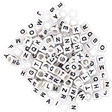Pacon Alphabet Beads - Skill Learning: Alphabet - White, Black Pacon Alphabet Beads - Skill Learning: Alphabet - White, Black
