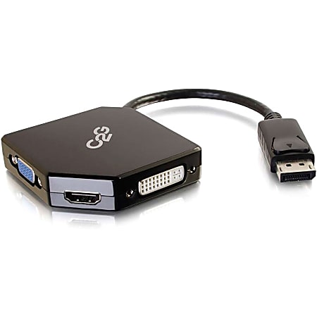 C2G DisplayPort to 4K HDMI, VGA, or DVI Adapter - DisplayPort Multiport Adapter - M/F - C2G DisplayPort Male to HDMI Female Adapter, DisplayPort Male to DVI Female Adapter, DisplayPort Male to VGA Female Adapter