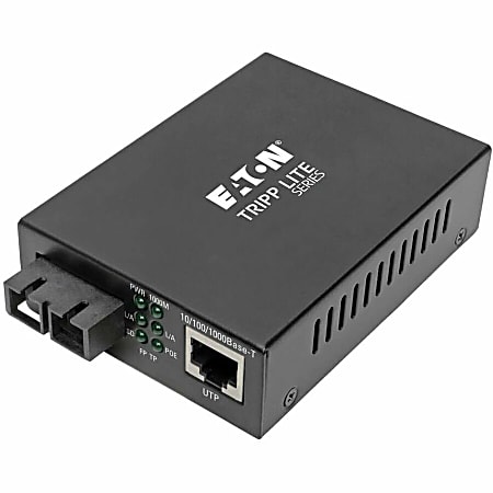 Eaton Tripp Lite Series Gigabit Multimode Fiber to Ethernet Media Converter, POE+ - 10/100/1000 SC, 1310 nm, 2 km (1.2 mi.) - N785P01SCMM2
