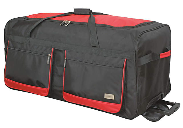 Geoffrey Beene Jumbo Duffle Wheeler, Black/Red