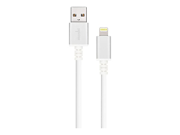 Moshi USB Cable w/ Lightning Connector - Silver (3 Meter) - 10 ft - First End: 1 x Type A Male USB - Second End: 1 x Lightning Male Proprietary Connector - Shielding - Silver