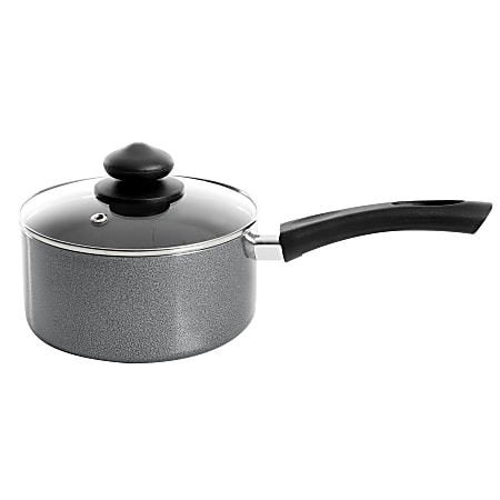 Oster Pallermo 1.5-Quart Aluminum Sauce Pan With Glass Lid, Gray