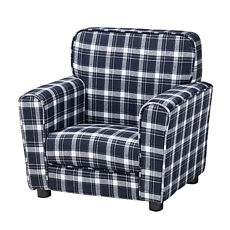 Baxton Studio Talma Kids' Armchair, Blue/White Plaid