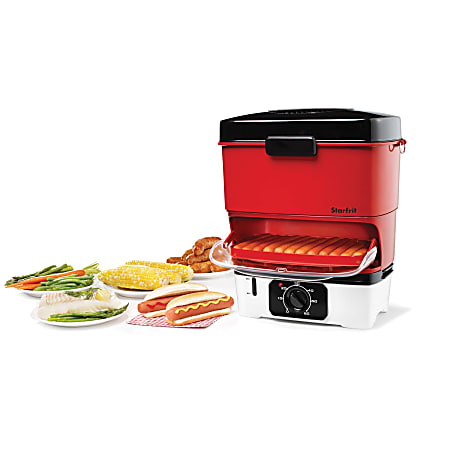 Starfrit 800W Electric Hot Dog Steamer Red - Office Depot