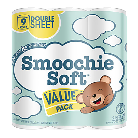 Smoochie Soft 2-Ply Bath Tissue, White, Total Qty 9