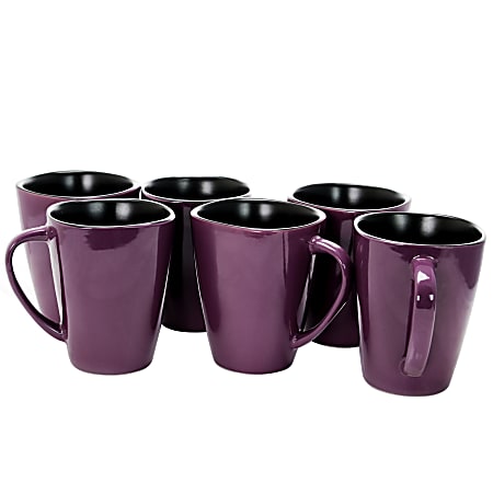 Elama 14-Oz. Stoneware Mugs, Mulberry, Purple, Set Of 6 Mugs