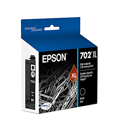 Epson® 702XL DuraBrite® Ultra High-Yield Black Ink Cartridge, T702XL120-S