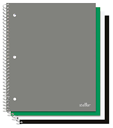 Office Depot® Brand Stellar Poly Notebooks, 8" x 10-1/2", 1 Subject, Wide Ruled, 100 Sheets, Assorted Colors, Pack Of 4 Notebooks