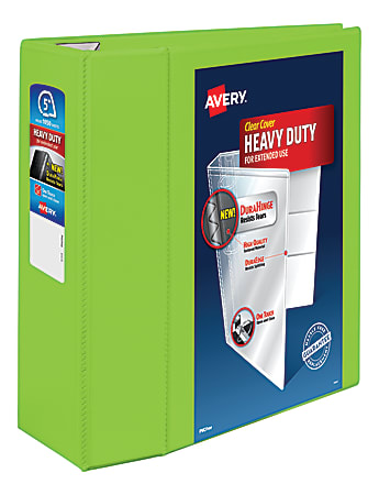 Avery® Heavy-Duty View 3-Ring Binder With Locking One-Touch EZD™ Rings, 5" D-Rings, 38% Recycled, Chartreuse