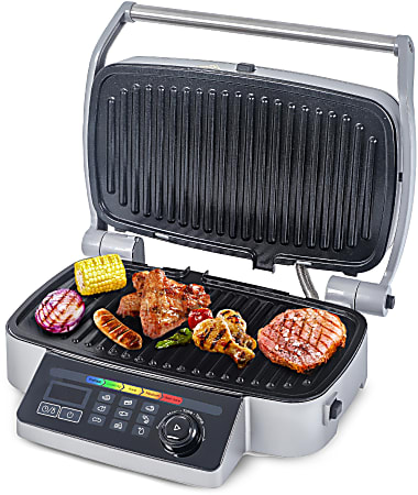 Commercial Chef 9-in-1 Contact Grill, 12-13/16”H x 15-7/16”W x 6”D, Black