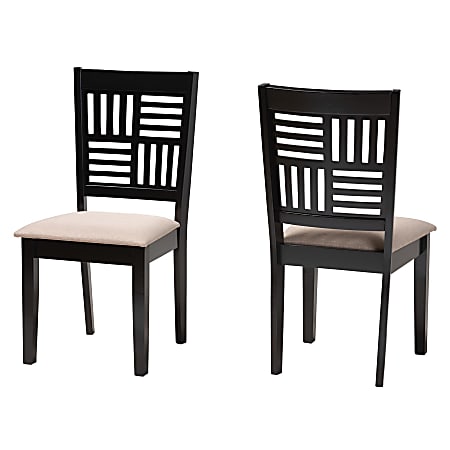 Baxton Studio Deanna Finished Wood Dining Accent Chair, Beige/Dark Brown, Set Of 2 Chairs