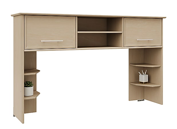 Realspace&reg; Koru 60"W Hutch For Koru L-Shaped Or Straight Computer Desks, Natural Oak