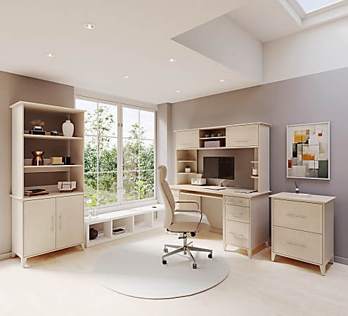 Realspace Koru 60 W Hutch For Koru L Shaped Or Straight Computer Desks Natural Oak Office Depot