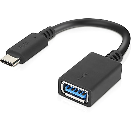 Lenovo USB-C to USB-A Adapter - 5.51" USB Data Transfer Cable - First End: 1 x USB 3.0 Type A - Female - Second End: 1 x USB 3.0 Type C - Male - 5 Gbit/s - Black