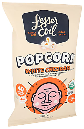 LesserEvil Organic Popcorn, White Cheddar, 4.6 Oz, Total Qty 12