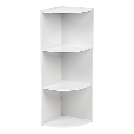 IRIS 35"H Curved 3-Shelf Corner Bookcase, White