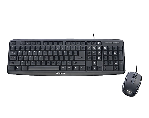 Verbatim® Slimline Corded USB Keyboard & Mouse Combo, Black