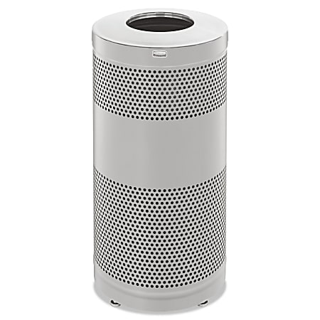Rubbermaid® Commercial Classics Round Steel Open-Top Waste Receptacle, 25 Gallons, Stainless Steel