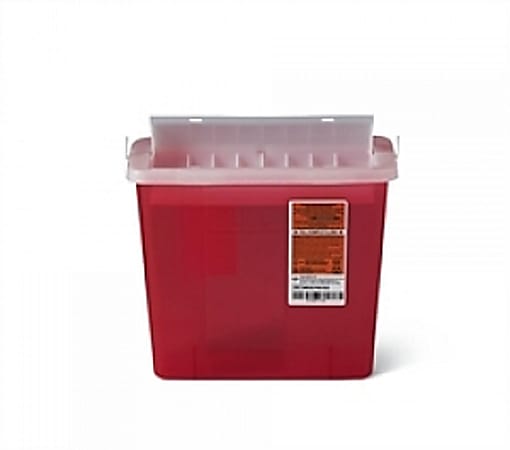 Medline Biohazard Patient Room Sharps Containers, 5 Qt, Translucent Red, Pack Of 20