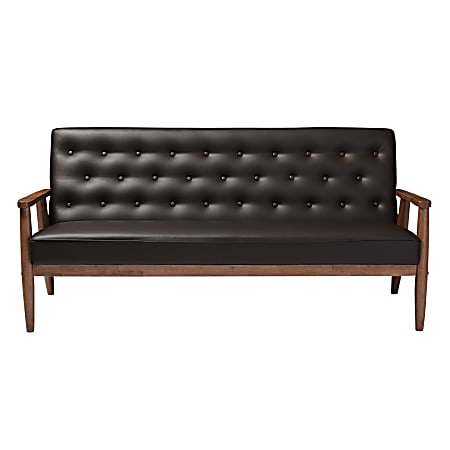 Baxton Studio Noel Sofa, Brown/Dark Walnut