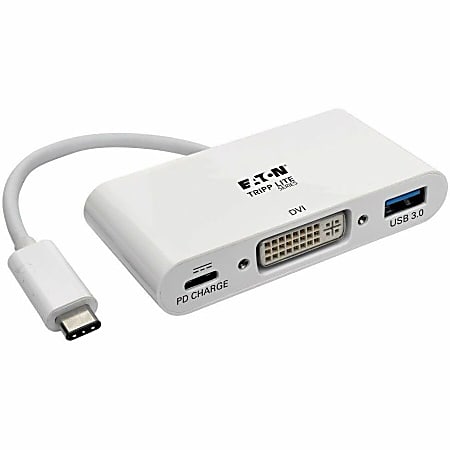 Eaton Tripp Lite Series USB C to DVI Multiport Video Adapter Converter w/ USB-A Hub & USB-C