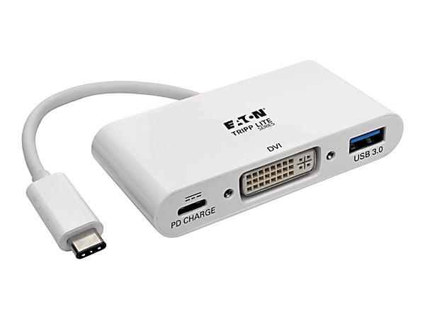 Eaton Tripp Lite Series USB C to DVI Multiport Video Adapter Converter w/ USB-A Hub & USB-C