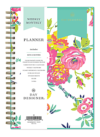 Blue Sky™ Day Designer Weekly/Monthly CYO Planner, 5" x 8", Peyton White, January To December 2021, 103619-21