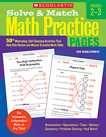 Scholastic Solve & Match Math Practice Pages For Grades 2–3