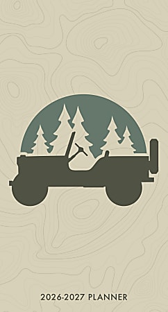 2026-2027 Willow Creek Press 2-Year Monthly Checkbook/Calendar, 3-1/2" x 6-1/2", Jeep, January 2026 To December 2027, 56585