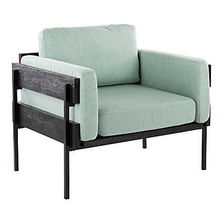 LumiSource Kari Farmhouse Fabric Accent Chair, Light Green/Black