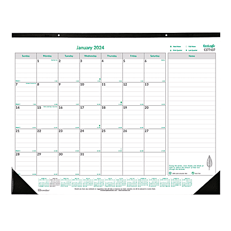 2024 Brownline® EcoLogix Monthly Desk Pad Calendar, 22" x 17", 100% Recycled, January To December 2024 , C177437