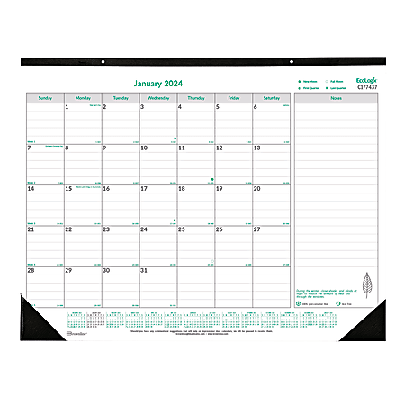 2024 Brownline® EcoLogix Monthly Desk Pad Calendar, 22"