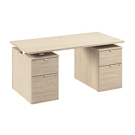 Stratus 60W x 30D Electric Height Adjustable Standing Desk with Drawers, Natural Elm, Standard Delivery