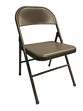 Realspace® Metal Folding Chairs, Tan, Set Of 4 Chairs