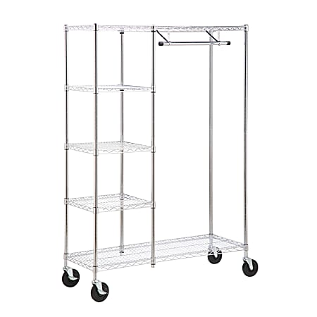 Honey-Can-Do Urban Steel Heavy-Duty Storage Valet, 5-Tiers, 68"H x 48"W x 18"D, Chrome