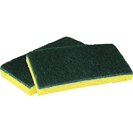 Impact Cellulose Scrubber Sponge, 0.9"H x 3.2"W x 6.3"L, 5 / Pack, Cellulose, Yellow, Green