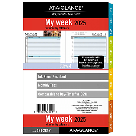2025 AT-A-GLANCE® Zenscapes Weekly/Monthly Planner Refill, 5-1/2" x 8-1/2", Scenic, January 2025 To December 2025, 281-285Y
