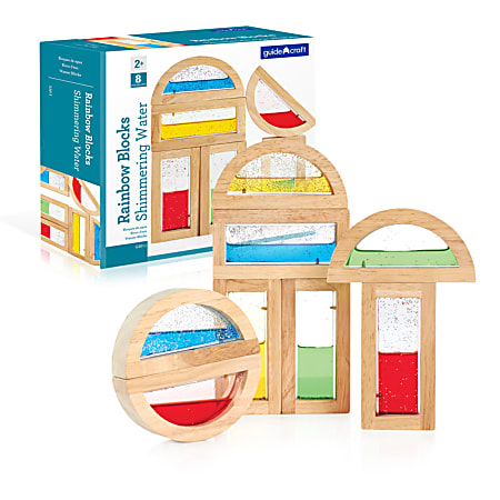 Guidecraft USA 8-Piece Rainbow Block Set, Shimmering Water, Pre-K - Grade 3