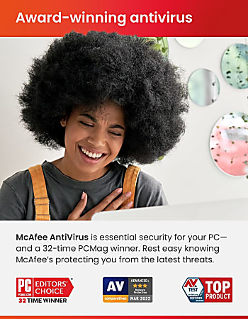 McAfee® AntiVirus Internet Security Software, For One PC, 1-Year  Subscription, Windows®, Product Key