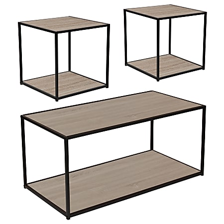 Flash Furniture Midtown 3-Piece Wood Grain Table Set With Metal Frame, Sonoma Oak