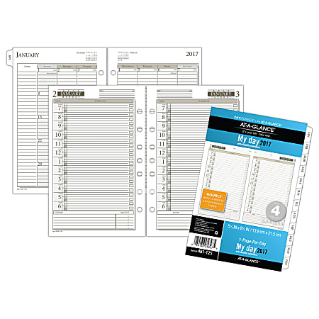 Day Runner® 1 Page Per Day Planner Refill, 5 1/2" x 8 1/2", 60% Recycled, White, January to December 2017