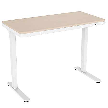Mount-It! Compact 48"W Electric Standing Desk With Adjustable Height And Drawer, Maple