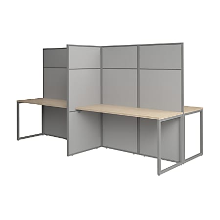 Bush Business Furniture Easy Office 60-inch 4 Person Cubicle Desk with Tall Panels, Natural Elm, Standard Delivery