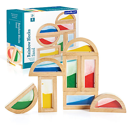 Guidecraft USA 8-Piece Rainbow Block Set, Sand, Pre-K - Grade 3