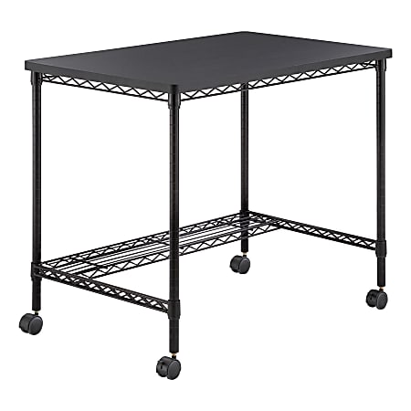 Safco® 36"W Mobile Wire Desk Workstation, 30-3/4"H x 35-3/4"W x 24"D, Black