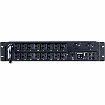 CyberPower PDU41003 Single Phase 100 - 120 VAC 30A Switched PDU - 16 Outlets, 12 ft, NEMA L5-30P, Horizontal, 2U, SNMP, 3YR Warranty